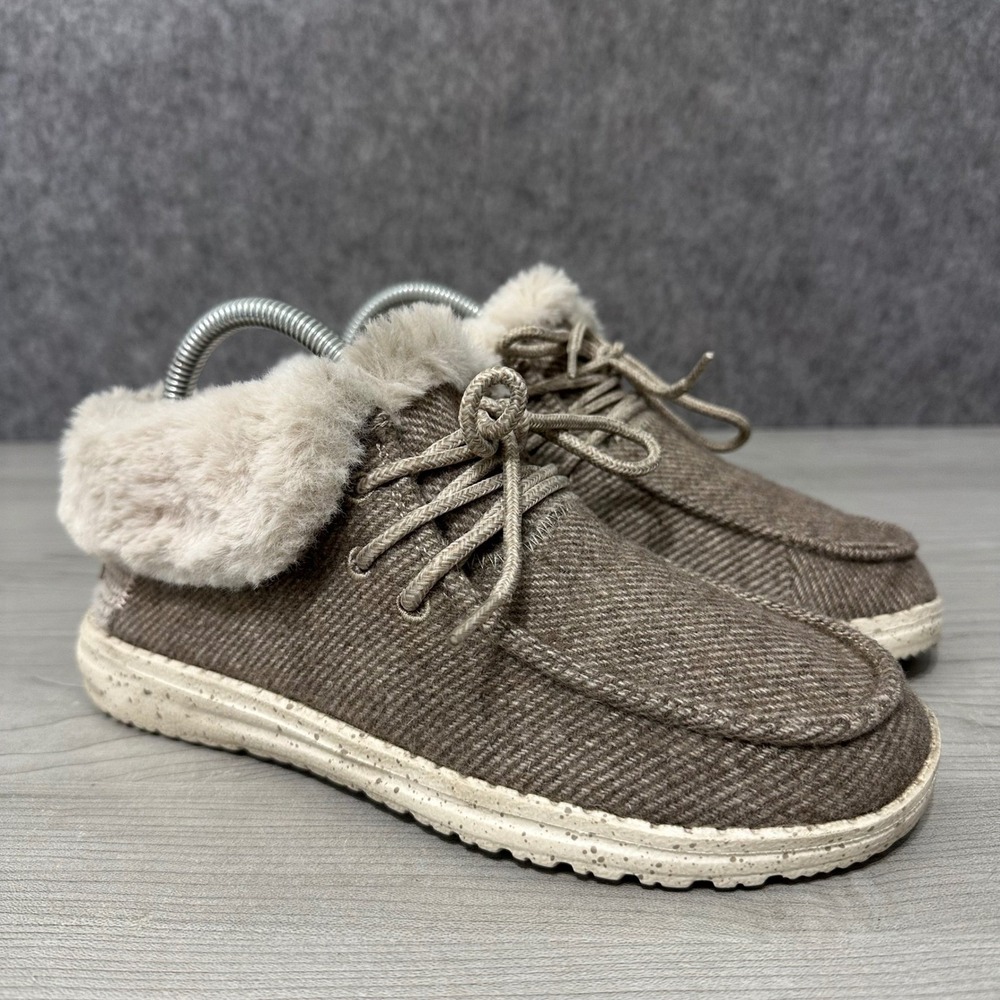 Hey‎ Dude Britt Women Sz 6 Nut Brown Faux Fur Lined Ankle Booties Shoes